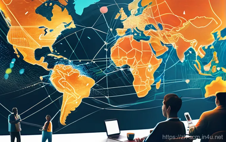 공급망관리와 시장 수요 예측 - **Prompt 1: Global Supply Chain as an Interconnected Network**
    A vibrant, panoramic image depict...
