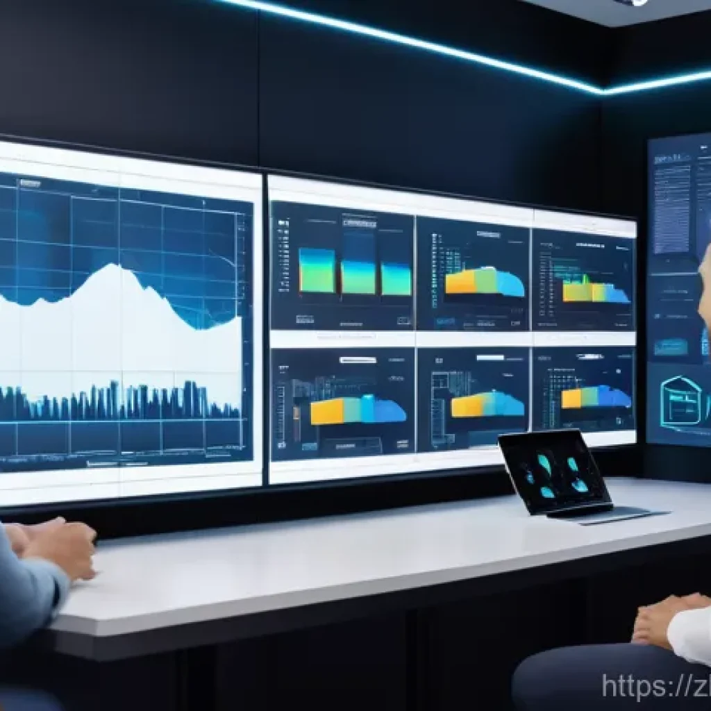 SCM와 디지털 경제의 연결 사례 - **AI-Powered Demand Forecasting & Personalized Retail:** A bright, futuristic control room filled wi...