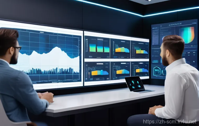 SCM와 디지털 경제의 연결 사례 - **AI-Powered Demand Forecasting & Personalized Retail:** A bright, futuristic control room filled wi...