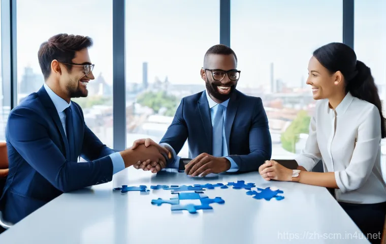 SCM 실무에서의 협업 기술 - **Prompt:** A futuristic, high-tech control room bathed in soft, ethereal blue and green light. Dive...