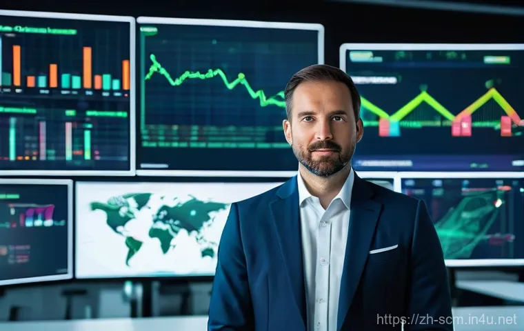 공급망관리 연봉 협상 성공 스토리 - **Prompt:** A highly competent male supply chain professional, in his late 30s, stands in a modern, ...