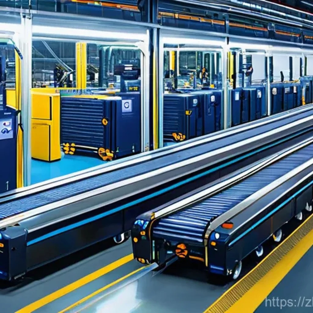 공급망관리에서의 IoT 기술 활용 - **Prompt 1: Smart Warehouse Automation**
    A futuristic, high-tech automated warehouse bathed in s...