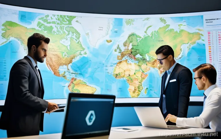 SCM 실무에서의 의사소통 개선 사례 - **Prompt:** "A high-tech command center or a modern executive briefing room with sophisticated ambie...