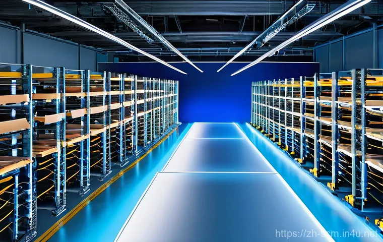 SCM에서의 효율성 개선 방안 - **Prompt: Digital Transformation in Supply Chain**
    "A sleek, futuristic warehouse interior bathe...