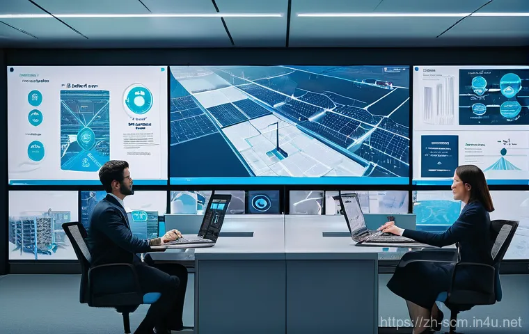 SCM에서의 효율성 개선 방안 - **Prompt: Data-Driven Inventory Optimization**
    "Inside a vibrant, modern control center, a smart...