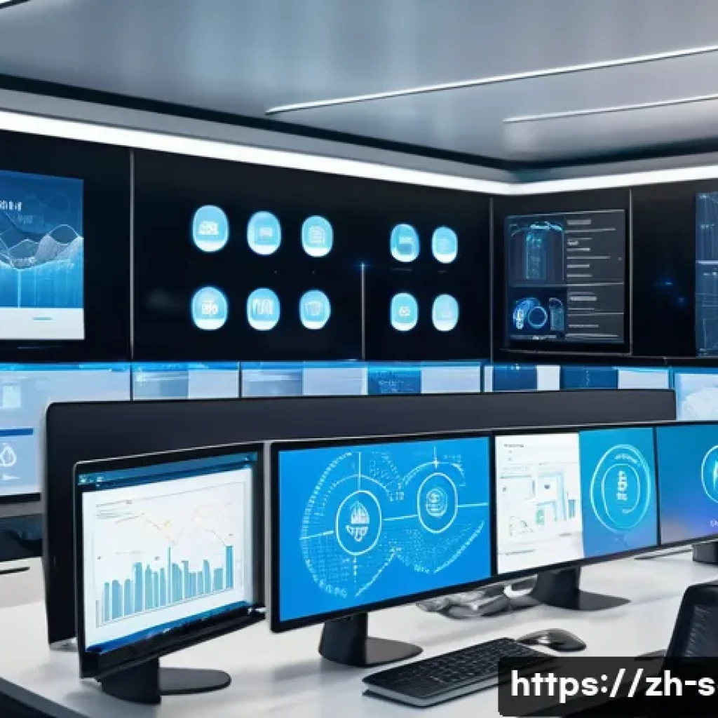 공급망관리 중점 과목 정리 - A modern, high-tech supply chain control room with large digital screens displaying real-time data o...