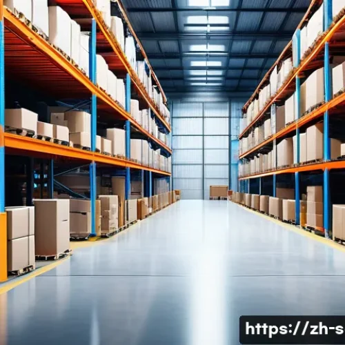 공급망관리와 비용 최적화 전략 - A high-tech, modern warehouse interior featuring automated robotic arms and conveyor belts sorting p...