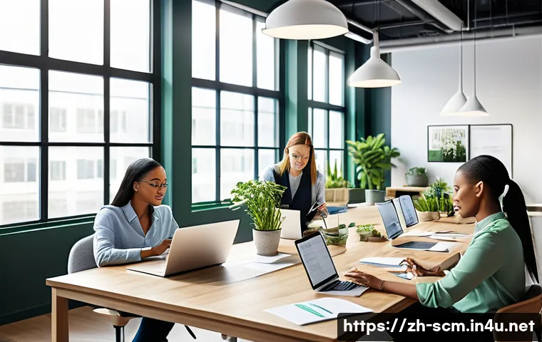공급망관리 실무에서의 스트레스 관리 - A modern office environment showing a diverse team of professionals engaged in a focused meeting aro...