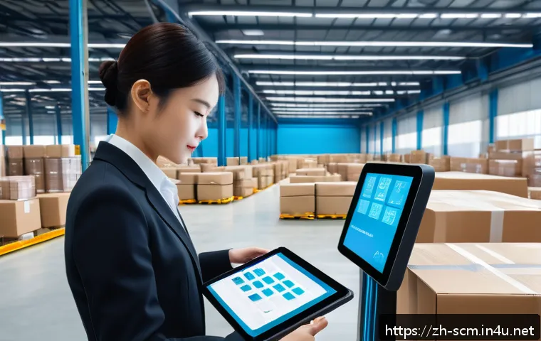 공급망관리에서의 민첩성 전략 - A modern smart warehouse interior featuring automated robotic arms sorting packages with high precis...