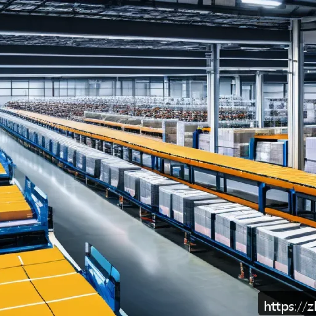 SCM 전문가로서 지속적인 학습 방법 - A modern, high-tech warehouse interior featuring advanced automation technology: sleek warehouse rob...