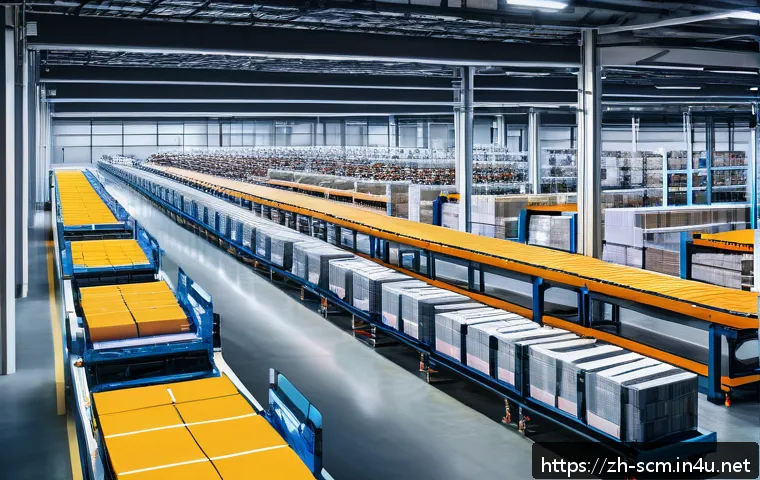 SCM 전문가로서 지속적인 학습 방법 - A modern, high-tech warehouse interior featuring advanced automation technology: sleek warehouse rob...