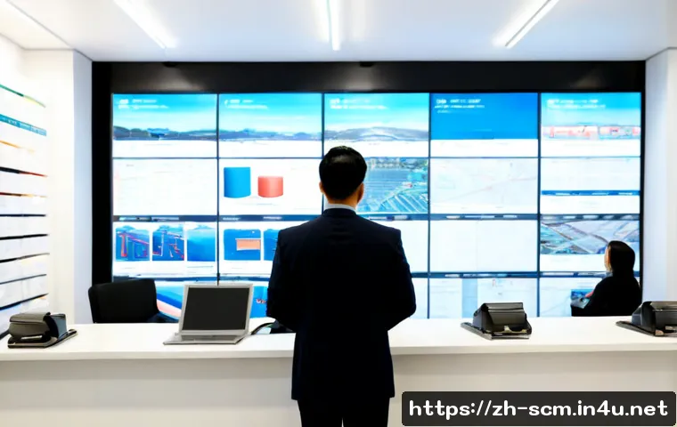 공급망관리의 미래와 전망 - Photorealistic modern supply chain control center, diverse logistics professionals monitoring a larg...